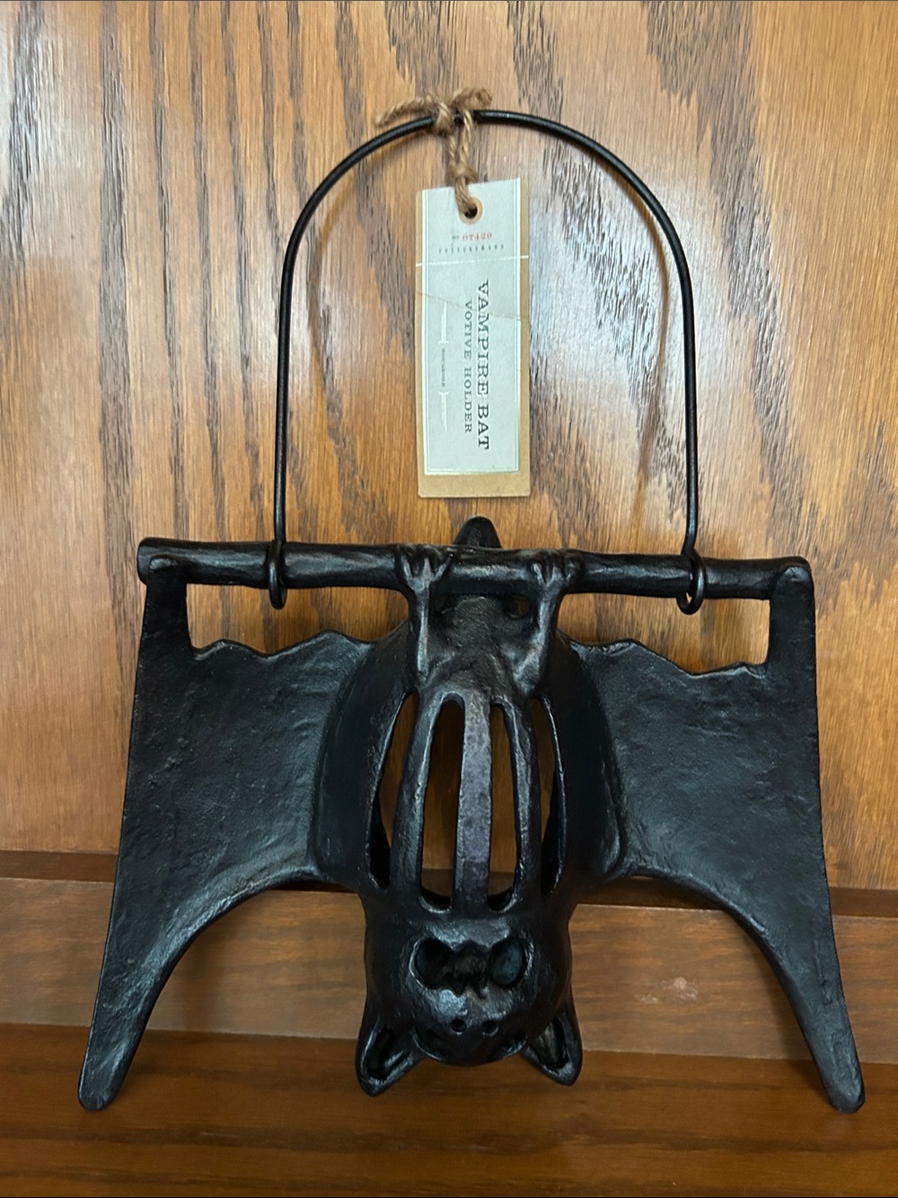 🦇 Pottery Barn Rare Gothic Vampire Bat Hanging Candle Holder Halloween Decor 🦇
